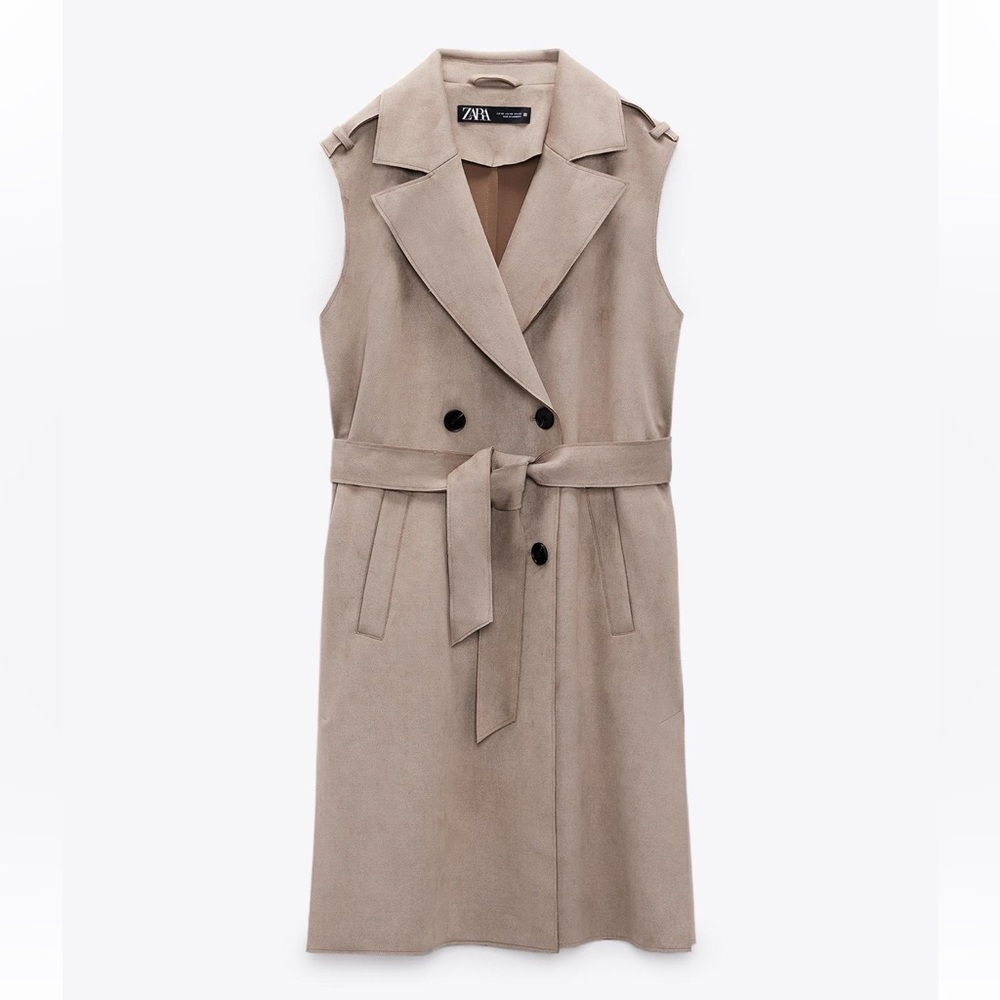 Zara Sleeveless suede Trench Coat